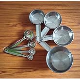Dynore Stainless Steel Measuring Cups & Spoon Combo - Essential Kitchen Gadgets for Versatile Set for Dry or Liquid Ingredien