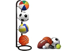 gvivej Ballständer, Ballregal, Vertikale Ballaufbewahrung, Ball Rack, Metall Ballständer Display Halter, Ball Aufbewahrungsregal für Basketball, Fußball, Volleyball