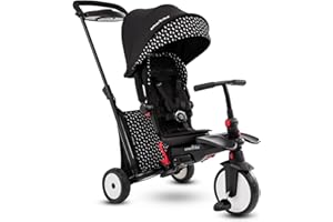 smarTrike STR5 - Triciclo pieghevole per bambini con Certificazione Passeggino per 1,2,3 anni, triciclo a vari passi 7 in 1, colore: Nero/Bianco