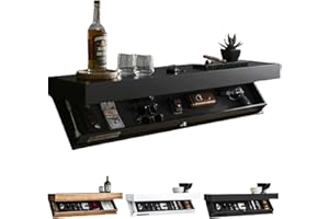 Yagerod Magicflap Designer Shelf with Secret Compartment, Upgraded Version Concealed Floating Shelf, Wall-Mounted Storage Solution, Modern Home Decor, Ideal for Living Room Or Office(Black)