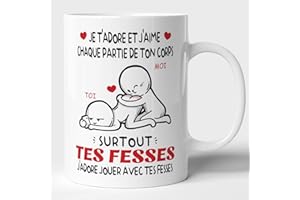 Lalasol Mug Couple Idée Cadeau Drôle Rigolo Fun Pour Les Amoureux – Tasse J'aime Tes Fesses Cadeau Pour Femme Saint Valentin Anniversaire Noël
