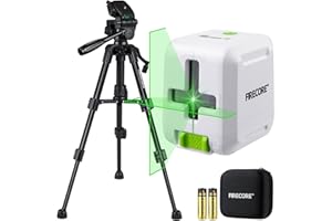Firecore Cross Line Laser with Tripod, Laser Spirit Level with Tripod 65 cm, Green Self-Levelling Line Laser for Hanging Pictures, Tiles, Construction Projects, Battery and Carry Bag Included