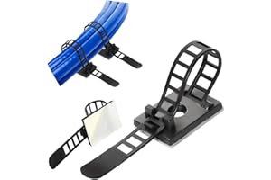 GPtzlei 25/50/80/100 Packs Black/White Adhesive Cable Clips, Adjustable Reusable Zip Ties with Screw Mount, Self Adhesive Cable Management Organizer for Home Office Desk (25, Black)