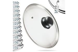 Vilde Szklana pokrywka z pierścieniem ze stali nierdzewnej do garnka i patelni, 14, 16, 18, 20, 22, 24, 26, 28, 30 cm, szkło odporne na wysokie temperatury 200°C, uniwersalna, Ø 24 cm