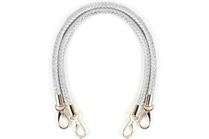 Wanyi Anse pour Sac à Main 2 Pièces 60CM Poignée de Rechange pour Sac PU Cuir Laniere Sac Bandouliere avec 2 Crochets à Mousqueton (Argenté)