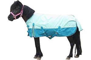 Leberna Waterproof 1200D Lightweight Rainsheet Pony Mini Shetland Turnout Rug 0g Fill (Turquoise, 4'3")