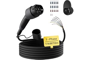‎DÉ dé Typ 2 Ladekabel offenes Ende 11kW [3-Phasen| 10m| 16A] Freiem Kabelende für Wallbox/Ladestation Ersatzkabel