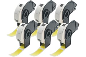 ‎BETCKEY BETCKEY - 6 Rollen DK-11204 Mehrzwecketiketten Kompatibel mit Brother, 17mm x 54mm, 2400 Farbige Etiketten Gelb für Brother QL Etikettendrucker