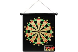 Vet Italy Vetrineinrete® Bersaglio tiro a Segno Magnetico con 6 Freccette calamitate dardi Gioco frecce Telo Doppia Faccia A9