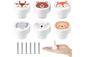 Aolso Schrankknöpfe Holz fur Kinderzimmer, 6 Stück Holzschrankknöpfe, runde Möbelgriffe Schubladenknöpfe mit Schrauben, Holzgriffe für Schränke Weiß Türknöpfe für Kinder