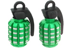 CUTEFLY 2pcs Grenade Shape Tire Tyre Valve Stem Cover Dust Caps for Car Motorcycle Bike - Green