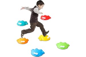 JAOGAUS 6PCS Balance Stones for Children, Stepping Stones Kids, Balance Stepping Stones for Kids, With Non-Slip Texture, Exercise Balance & Coordination, Rainbow Crossing River Stones for Indoor and Outdoor