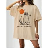 Trendseninle Kadın Vizon Yaz Ayında Rakun Baskılı Oversize Tiş&ouml;rt