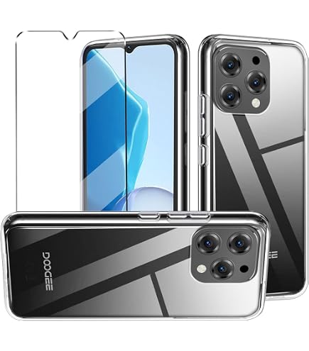 Xiangyun Cover per Doogee Note 58/Note 58 Pro Custodia con 1 Pezzo Pellicole in Vetro Temperato - Trasparente Caso Silicone Crystal Clear Protettiva TPU Bumper Morbido Shell Case (6.75 WM113