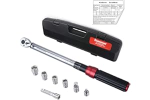 Clé dynamométrique 3/8" pour vélo et voiture, FOURROBBER 20-140NM 90 dents calibrée 3/8, avec adaptateur 1/4 1/2 et tige d'extension, ± 3 % de précision d'erreur