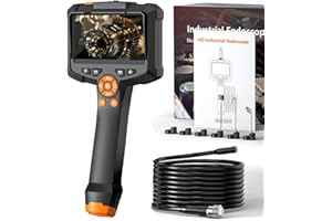 JURCHEN 4.3'' IPS Screen Endoscope Inspection Camera, Handheld Inspection Camera 1080P HD Digital Borescope Inspection IP67 Waterproof Inspection Camera with Light 16.5FT Semi-Rigid Cable Borescope