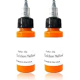 MYGLOAR 2 Bottles Black Ink Concentrated for Outlining and Coloring Professional Tattoo Ink 2 Bottles Concentrated Ink (Golde