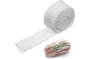 STYQUENZER 5m Meat Netting Roll, Size 18 Ham Sock Elastic Netting Smoked Meat Poultry Ham Nettings Beef Nettings Precut Butcher Twine Net for Meats Cooking Sausage Making or Drying (1 Roll-16.4Ft）