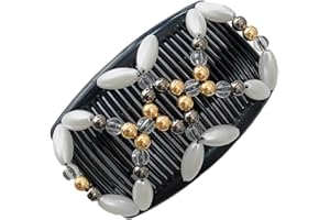 CPJJ Peigne à Cheveux Magique Perlé,Pinces à Cheveux Élastiques Magiques Peignes De Cheveux Extensible Double Clips Magic Hair Comb Pour Accessoire Cheveux Femmes Filles(Blanc)