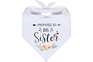 YAMOOCO MaySunset Écharpe triangulaire pour chien avec inscription « Big Sister » - Motif floral blanc - Pour révéler le sexe de votre chien - Accessoires photo - Cadeaux pour les amoureux des chiens