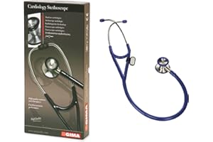 Gima - Stéthoscope de cardiologie classique avec tête en acier inoxydable, cloche en forme de cône pour basses fréquences, membrane haute sensibilité pour amplifier les sons, Lira Blu, 32550
