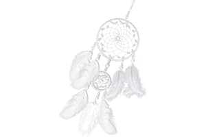 MHYMX Dream Catcher Handmade Girls Bedroom Decor Boho Dreamcatcher White Feather Fairy Bedroom Accessories Wall Hanging Decoration for Bedroom Dormitory Home