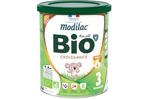 Modilac - Lait Infantile en Poudre Bio + Croissance - Lait Écrémé 100% Français - Riche en Acides Gras Essentiels - Certifié AB - Fabriqué en France Sans Huile de Palme - 12 à 36 Mois - 800g