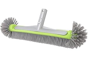 FABATER Pool Brush Head, 17.7 Heavy Duty Inground/above Ground Swimming Pool Round Scrub Brushes with EZ Clip, Premium Strong Bristles & Reinforced Aluminium Back for Pool Walls