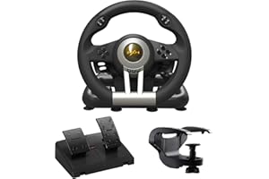 PXN V3 PRO Gaming Steering Wheel and Pedals, 180° Racing Wheel with Vibration Feedback, Steering Wheel, Gaming Wheel for PC, PS3, PS4, Xbox One, Xbox Series X/S, Switch -Black