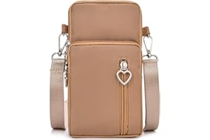 BRINNY Damska torebka, torba na ramię, torba na ramię, ze sztucznej skóry, 3 kieszenie na zamek błyskawiczny, uniwersalna torba na telefon komórkowy do zawieszenia, portfel na telefon komórkowy poniżej 7