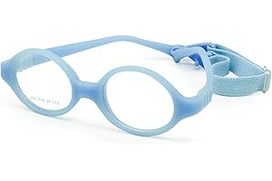 EnzoDate Bambino Occhiali Pianta Non fliexible sicurezza morbida con cinghia ciclo quadro con le lenti ottico comuni, Bambini di occhiali & cavo 37/15 Per 0-1 anno