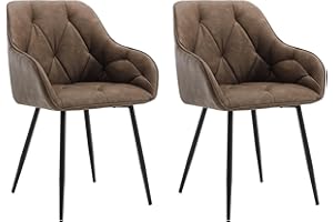 ‎WOLTU WOLTU Esszimmerstühle 2er Set, für Esszimmer Wohnzimmer, ergonomische Küchenstühle gepolstert mit Armlehnen, Metallbeinen, Sitzfläche aus Vintage-Kunstleder, Dunkelbraun