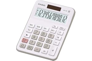 Casio MX-12b-WE – Desktop Calculator – 12 Digit Solar and Battery Powered (14.7 x 10.7 x 2.9 cm) (White)