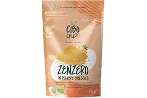 CIBO CRUDO CRUDO BIOLOGICO VEGAN Zenzero in Polvere Biologico e Crudo - 150g. Polvere di Zenzero Bio Secco per The o Tisane oppure Spezia da Usare in Cucina da Coltivazione Biologica. Organic Ginger.
