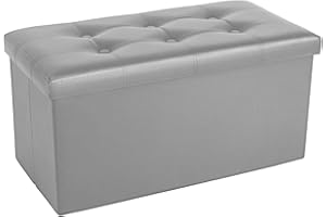COSYLAND Pouf Contenitore Pieghevole 110L – Panca Contenitore da Interno in PVC Impermeabile – Cassapanca Contenitore Multiuso, Puff Salvaspazio Robusto e Facile da Spostare – 76x38x38 cm (Grigio)