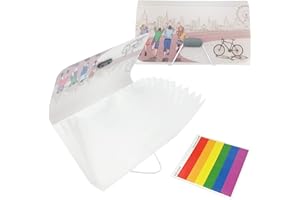 VALICAER Sorter plików 13 kieszeni A6 z tęczową metką rozciągliwy, akordeon segregator kieszonki przenośne pudełko do przechowywania dokumentów, bilety, karty, kupony