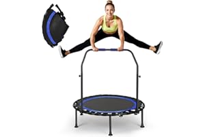 MINENICE Fitness Trampolin klappbar ohne Installation 41.7 Zoll Mini Trampoline Tragfähigkeit 150 KG 3 verstellbare Handgriffstufen Stabiler und leiser für Kinder u.