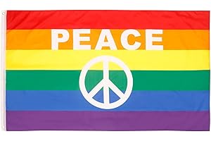 PHENO FLAGS – bandera de la paz resistente a la intemperie con 2 ojales de metal - bandera del arco iris 90 x 150 cm, multicolor