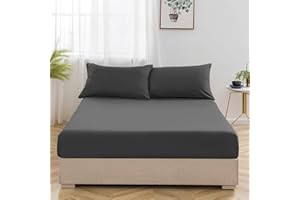 Oxford Homeware Charcoal Single Fitted Sheets -100% Brushed Microfibre 1800 Easy Care 25 cm Deep Single Bed Sheet - Shrinkage and Fade Resistance