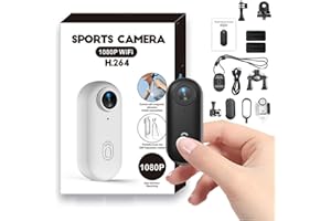 Winnes Mini Camera Sport 1080P WiFi Caméra Vlog Objectif Grand Angle de 120°,Thumb Camera Action IP68 Étanche à 30M,Batterie 800 mAh Convient pour Vélo,Ski,Plongée,Animaux