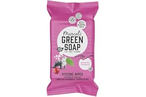 Marcel's Green Soap Higieniczne chusteczki nawilżane – biodegradowalne chusteczki – paczula i żurawina – na bazie roślin – przyjazne dla środowiska chusteczki czyszczące – opakowanie 60 sztuk