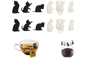 Hezhou 12 Stück Weinglas-Marker Katzen-Getränke-Identifikatoren aus Silikon Glasmarkierer Katze Glasmarker Weinglas Charms Weinglasmarkierer Glasmarkierung Markierung für Party Gläser Weingläser