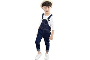 Hangzhikids Boys Casual Denim Dungarees Ajustable Straps Jeans Overall Bib Age 3-13 Years