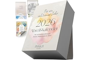 ‎MILULA STUDIOS Abreißkalender 2026 täglich – Inspirierender Achtsamkeitskalender & Tischkalender mit 365 Sprüchen & Übungen – Motivationskalender 2026 für mehr Freude, Entspannung & Achtsamkeit im Alltag