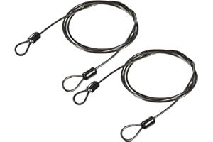 TOP-VIGOR 2Pcs Security Steel Cable, 2.5mm x 1m / 3.28ft Coated Safety Wire Rope Double Loop Flexible Security Cable Lock for Outdoor Travel Luggage Bike, Black