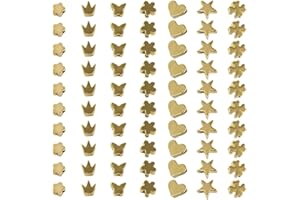 Gotetiso 70 Pezzi Perline Distanziali Perline Braccialetti Perline Oro Distanziali Assortite a Forma di Cuore a Forma di Stella Perline di Metallo Perline Sciolte Diy Artigianato Perline