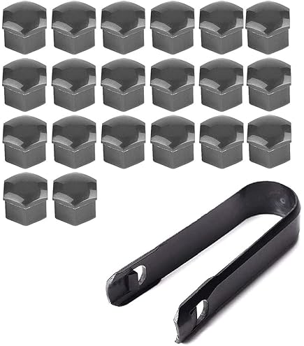 Lot De 20 Capuchons D'écrous De Roue De 17 Mm - Capuchons Pour Vis De Roue - Noir - Avec Outil De Retrait Pour Voitures (17 Mm