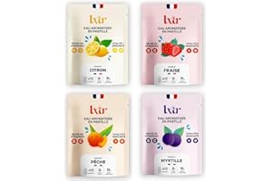 LXIR DRINK - Eau aromatisée en pastille sans sucre - Boisson multivitamines - Vitamines C et B - Hydratation quotidienne - Beauté de la peau - Vitalité - 48 pastilles - Citron/Fraise/Peche/Myrtille