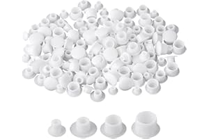 CYXZMYA 120 Stück Weiße Kunststoff-Lochstopfen, Vier Größen Runde Knopfstopfen, Kappe Bohrschraube Abdeckstopfen Knopfoberteile, Schraubenlöcher,für Schrank, Schrank, Regal, Möbel (5 mm/6 mm/8 mm/10 mm)