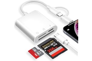 VONXITE SD Card Reader for iPhone, Lighten1ng+USB-C Memory Card Reader for iPhone Trail Camera SD Card Viewer with Dual Slot for SD/Micro SD Card Reader for iPad/iPhone/Camera Simultaneous Charging & Reading